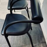 Danish design chairs from the 80s, metal and leatherette