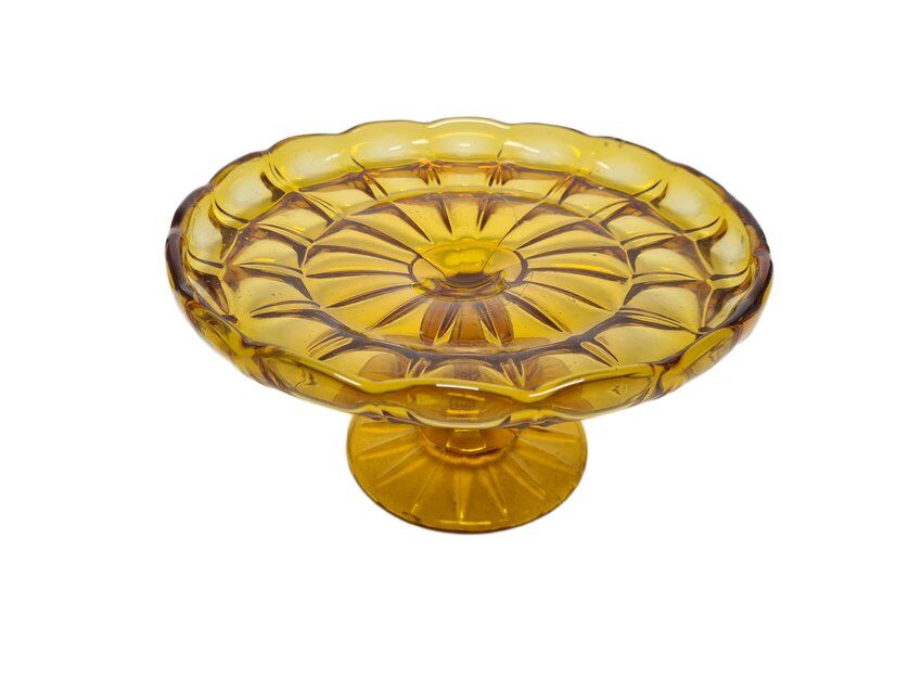 Cake bowl on stand from Ząbkowice Glassworks, 1970s