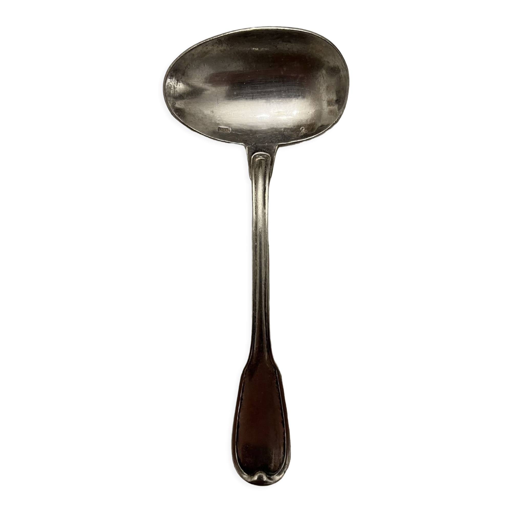 Silver metal sauce spoon