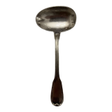 Silver metal sauce spoon