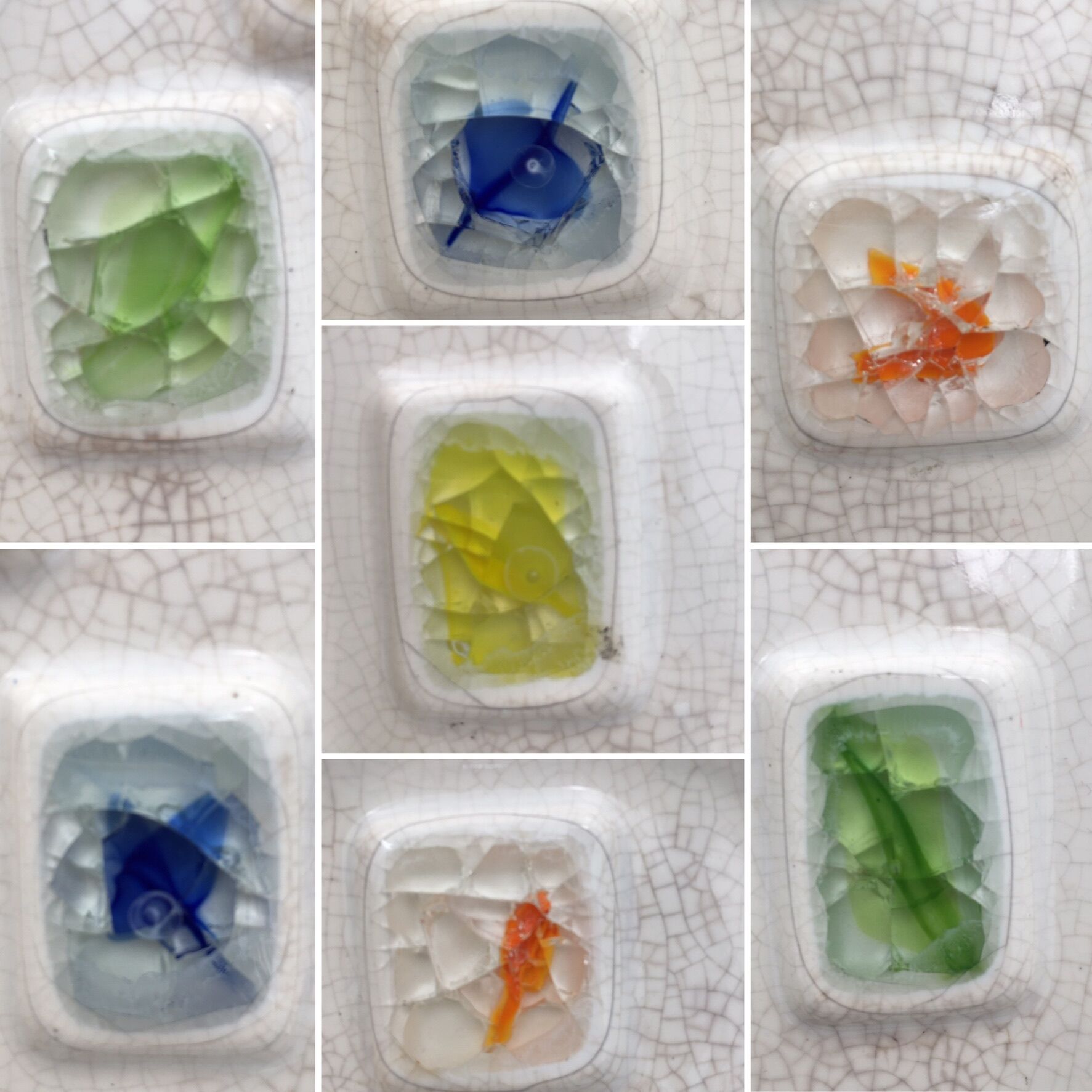 Glazed ceramic bowl, cracked glass decoration, signed Jacquin of California (USA) - 1950s