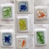 Glazed ceramic bowl, cracked glass decoration, signed Jacquin of California (USA) - 1950s