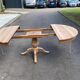 Extendable round dining table with central leg, renovated in raw oak, 210cm