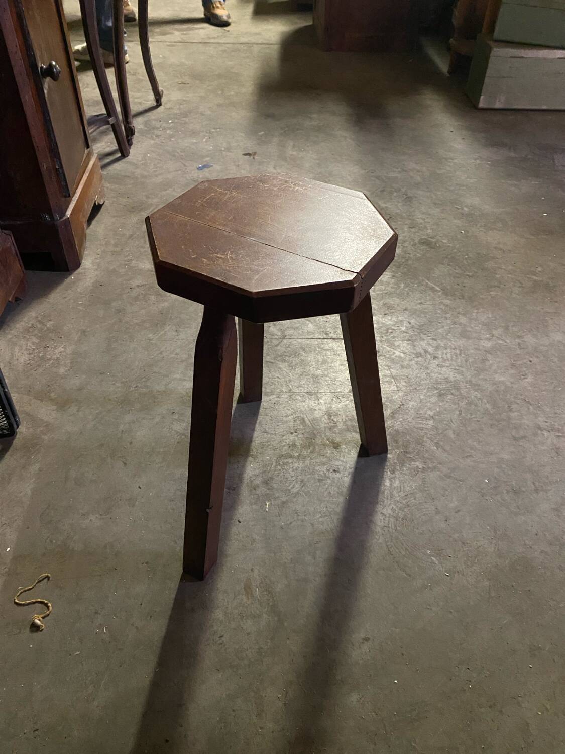 Brutalist wooden stool