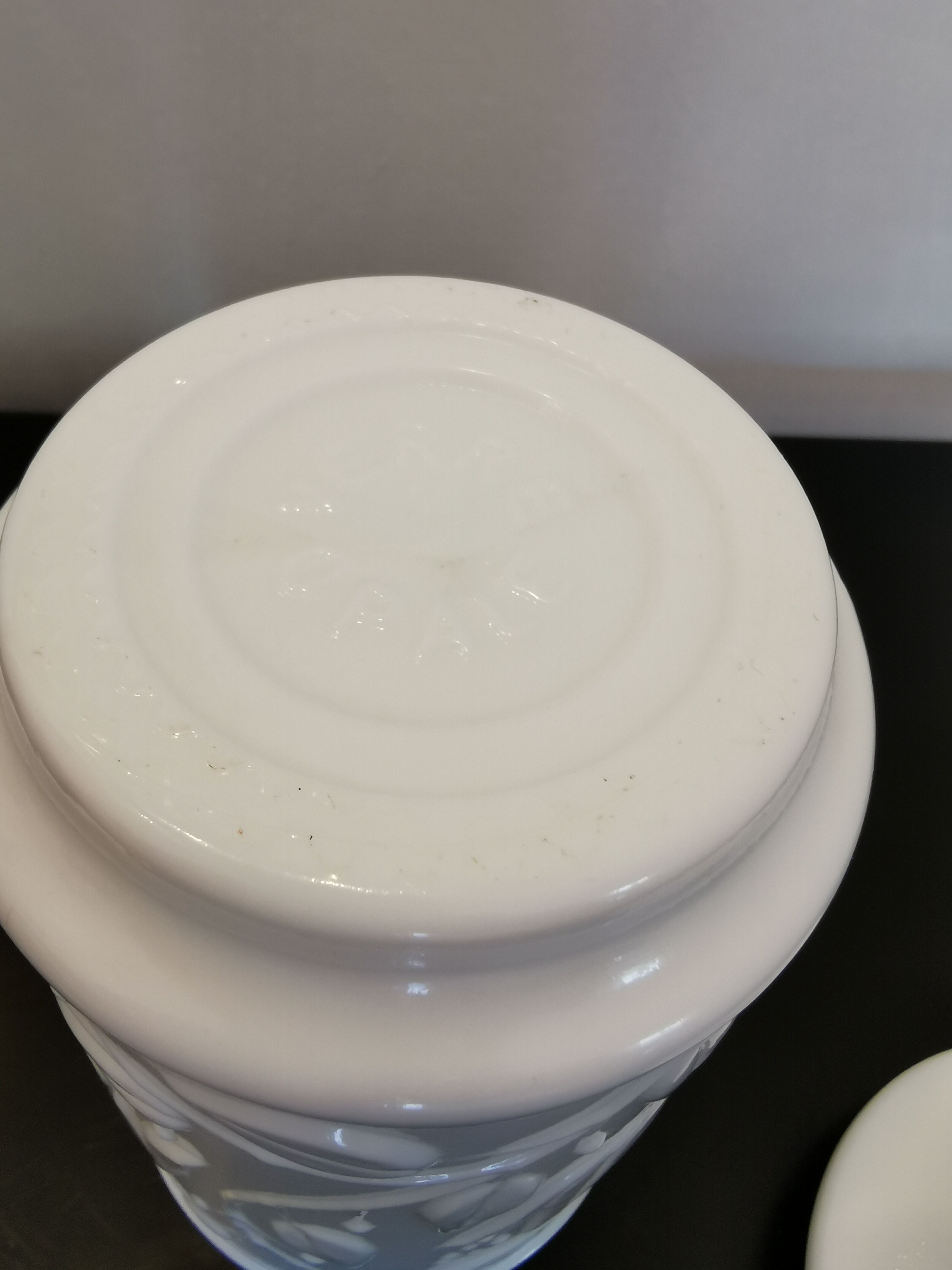 Vintage white opaline glass jar