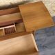 1960s 1970s Teak Sewing Box Sewing Table Utensil Holder with Basket