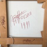 Oil on canvas contemporary work framed signed "mattevski" 1991