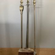 Servant of brass fireplace period mid-twentieth century, Pic shovel, claw pliers ..