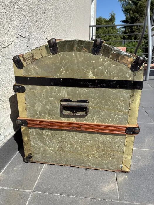 Antique Brass Steamer Trunk Early 1900s