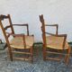 Pair of provencal straw armchairs in walnut