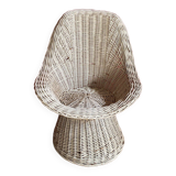 White rattan armchair for children