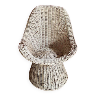 White rattan armchair for children