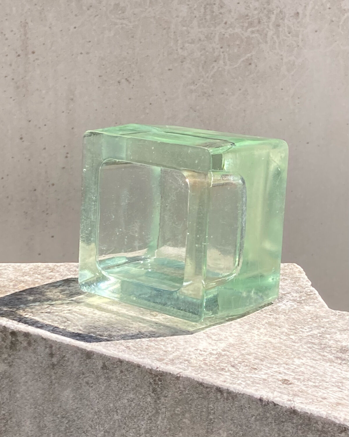 Empty pocket 70s molded glass