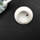 Coffee maker and 4 small bowls - porcelain - roosters and plants - china - mid-20th century