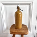Bouteille ancienne en grès vernissé et bouchon en faÏence