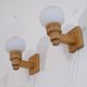 Paire d'applique scandinave en bois et verre opalin