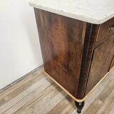 Mahogany burl dressing table with white marble top