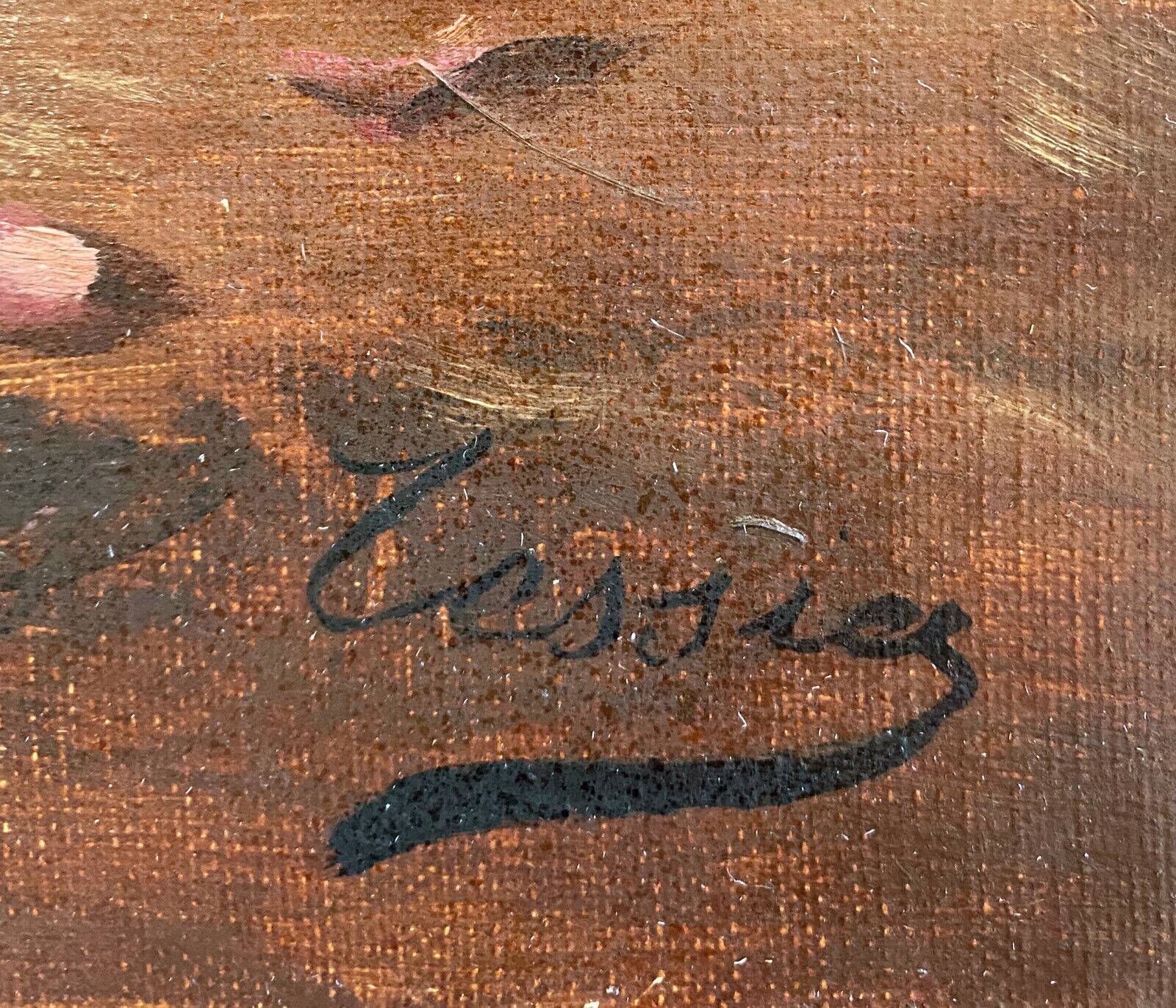 HST painting "Jetty of flowers" 19th century signed Tessier