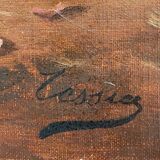 HST painting "Jetty of flowers" 19th century signed Tessier