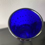 Vintage Scandinavian cobalt blue bubble glass vase from the brand.