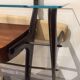 Table console laquée avec plateau en verre et miroir