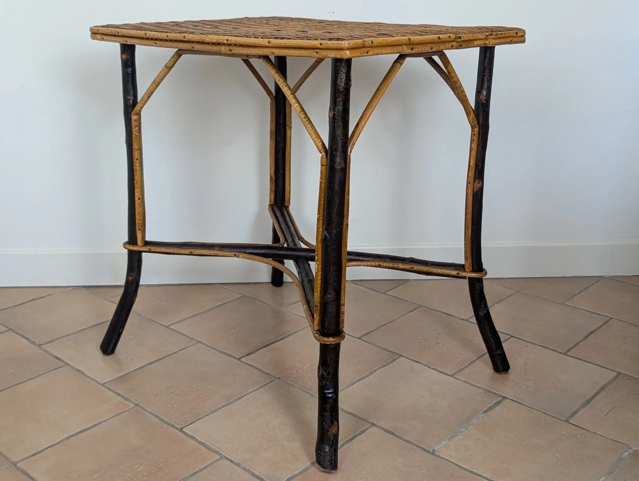 Wood and rattan table 1920