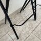 2 foldable bar stools from the 90s in wood and black metal