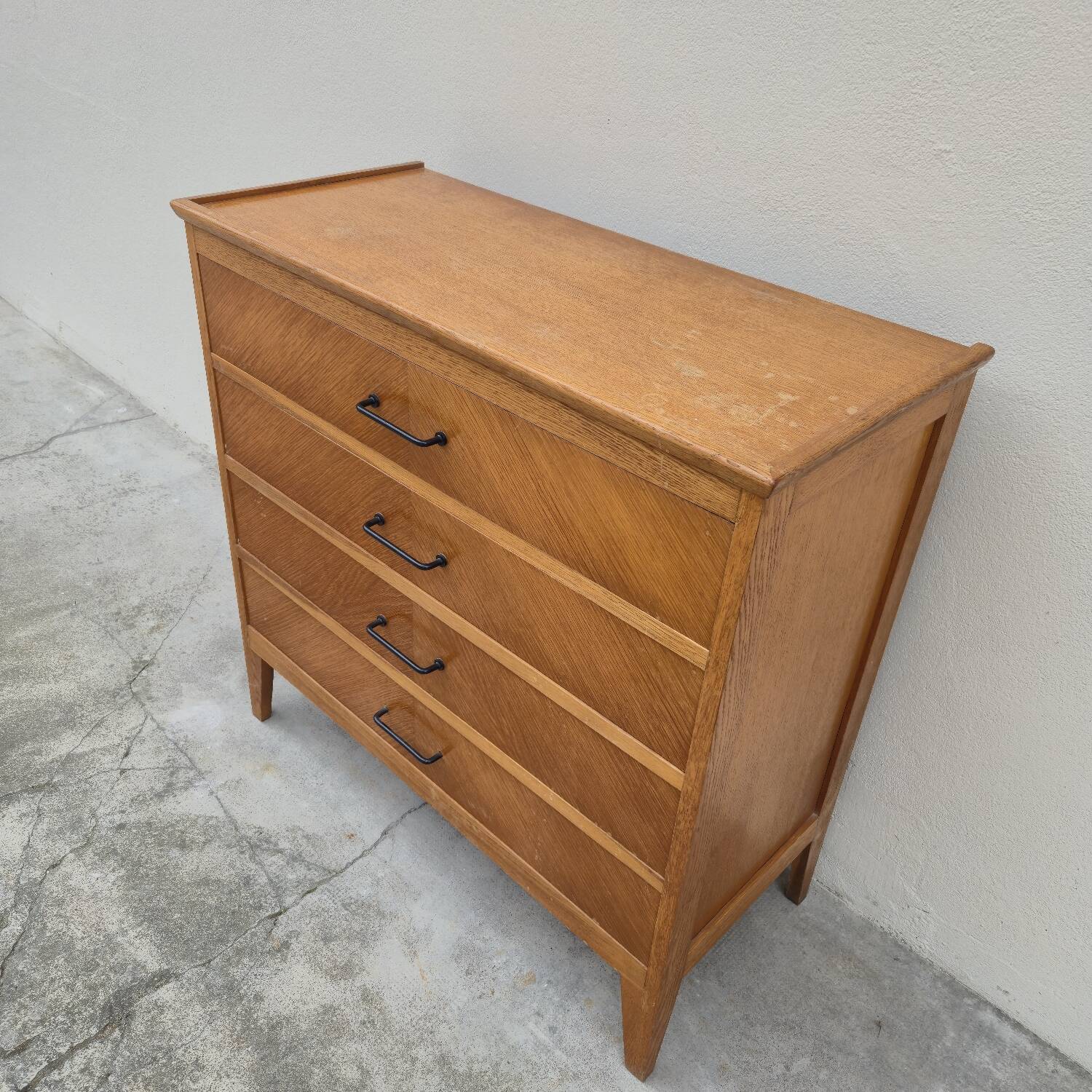 Vintage chest of drawers with compass feet and 4 drawers, 1950s