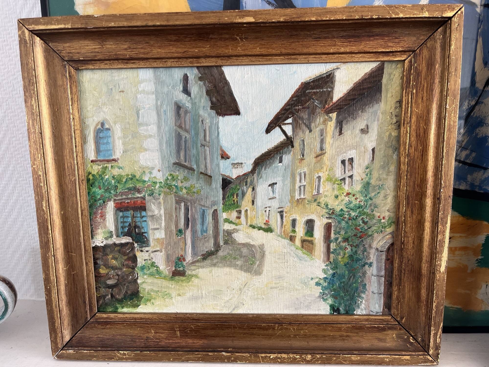 Huile sur bois village provençal