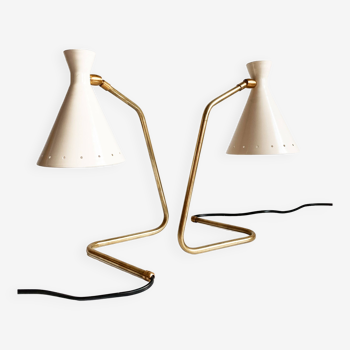 Paire de lampes italiennes « cocotte » design années 50
