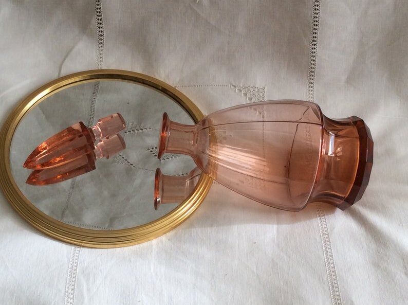 Art deco 1960s pink glass carafe
