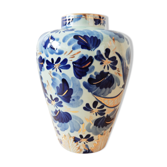 Vase Hubert Bequet décor oiseau bleu