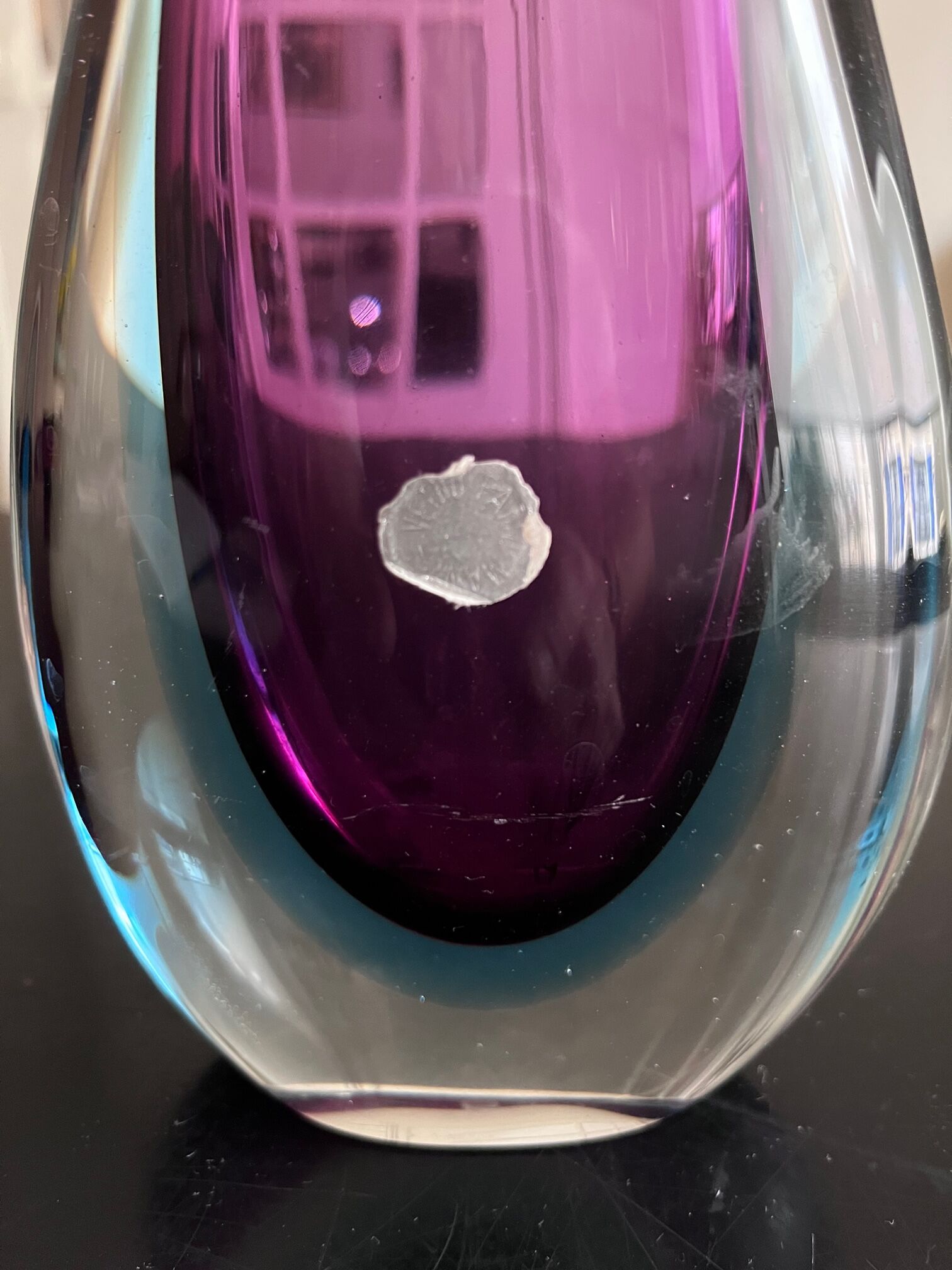 Sommerso vase in Murano glass