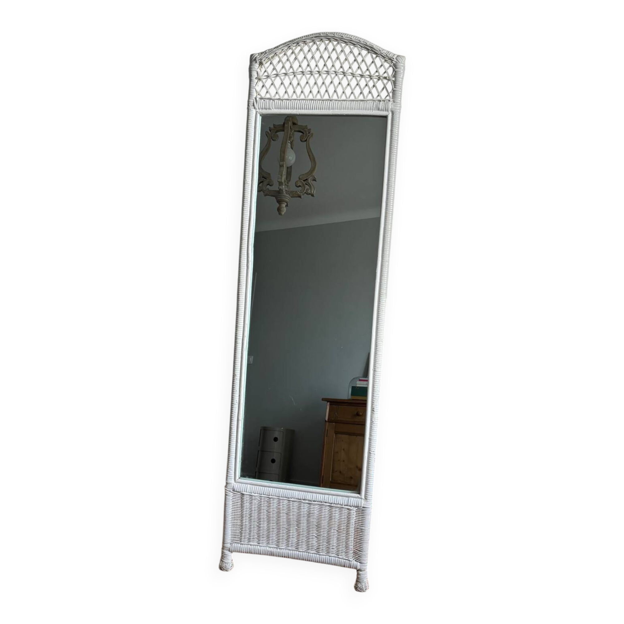 Rattan full-length mirror