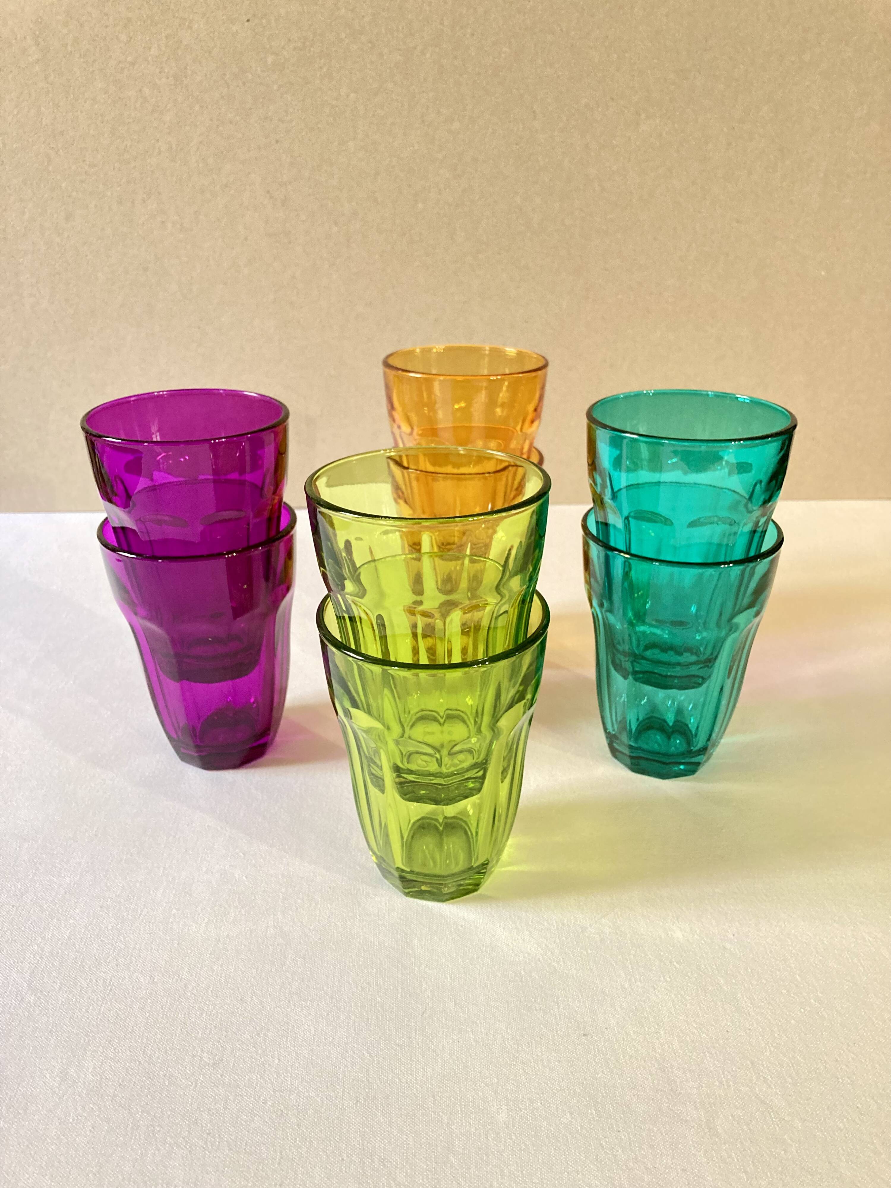 Colorful vintage lemonade glasses, Pasabahce Palaks