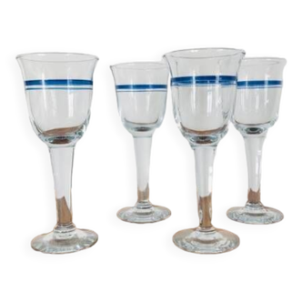 4 Danish Holmegaard “Blue bell” glasses signed
