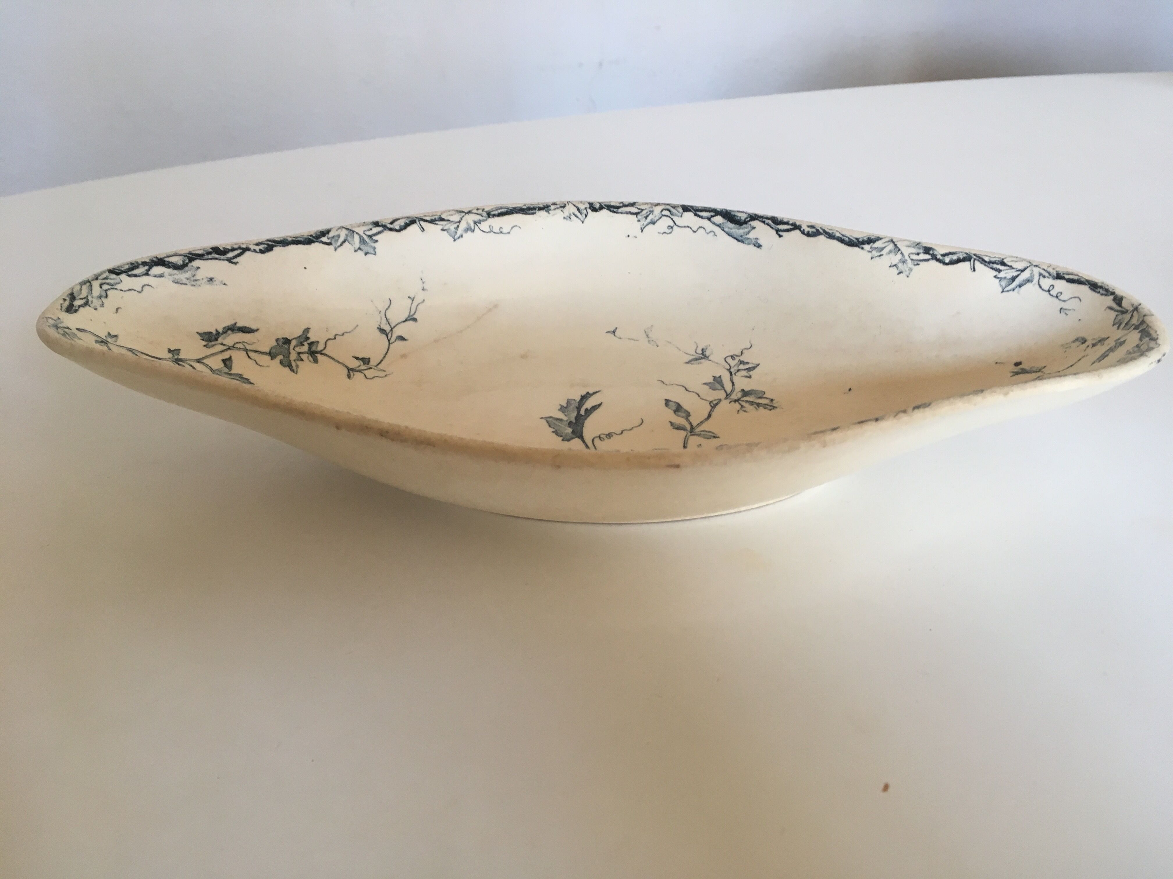 Dish ravier of Lunéville KG decorates Passiflore flowers late 19th