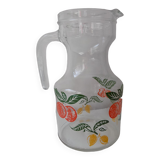 Carafe pichet en verre orange et citron vintage