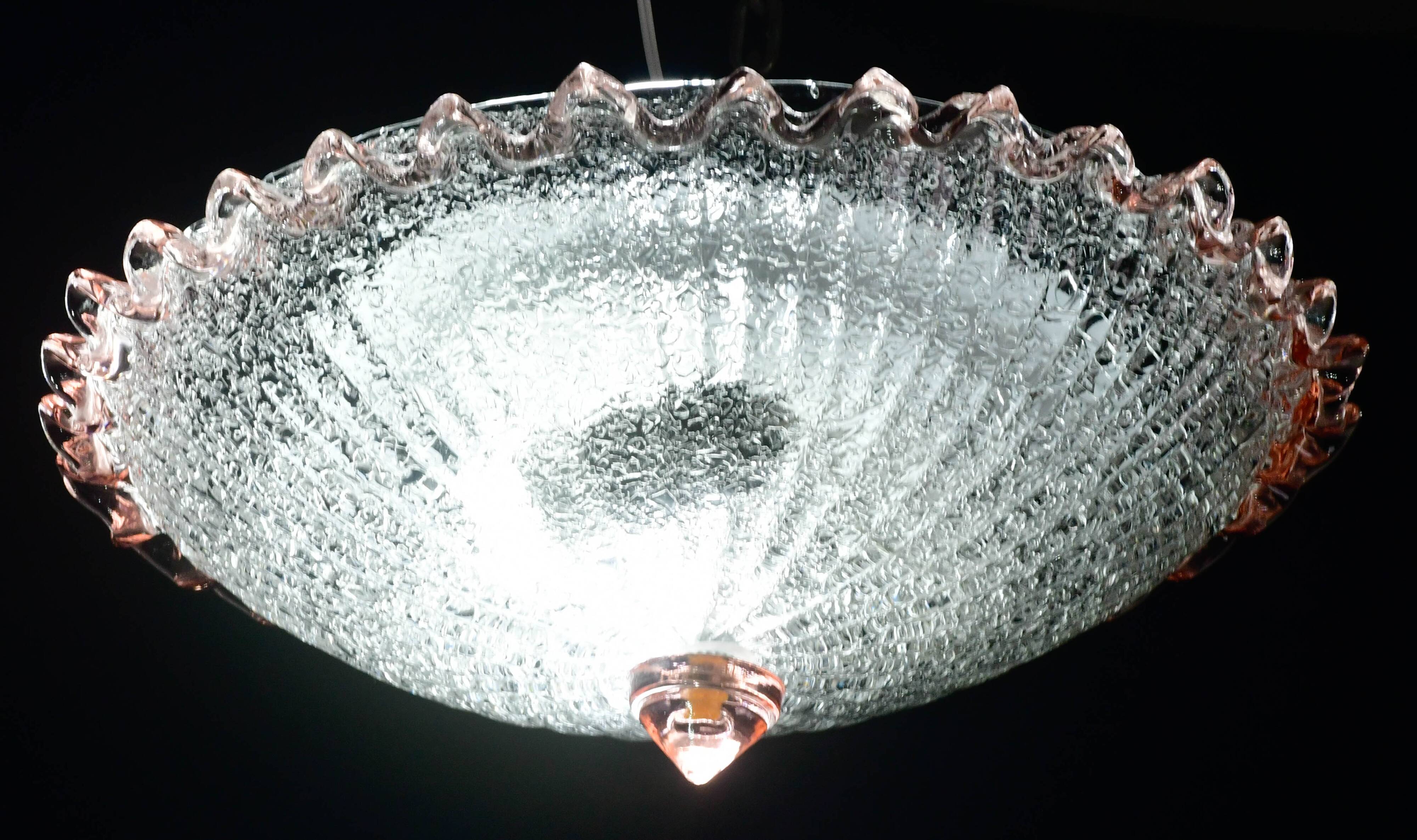 Charming Italian pink Murano glass ceiling fixture, Murano, 1970