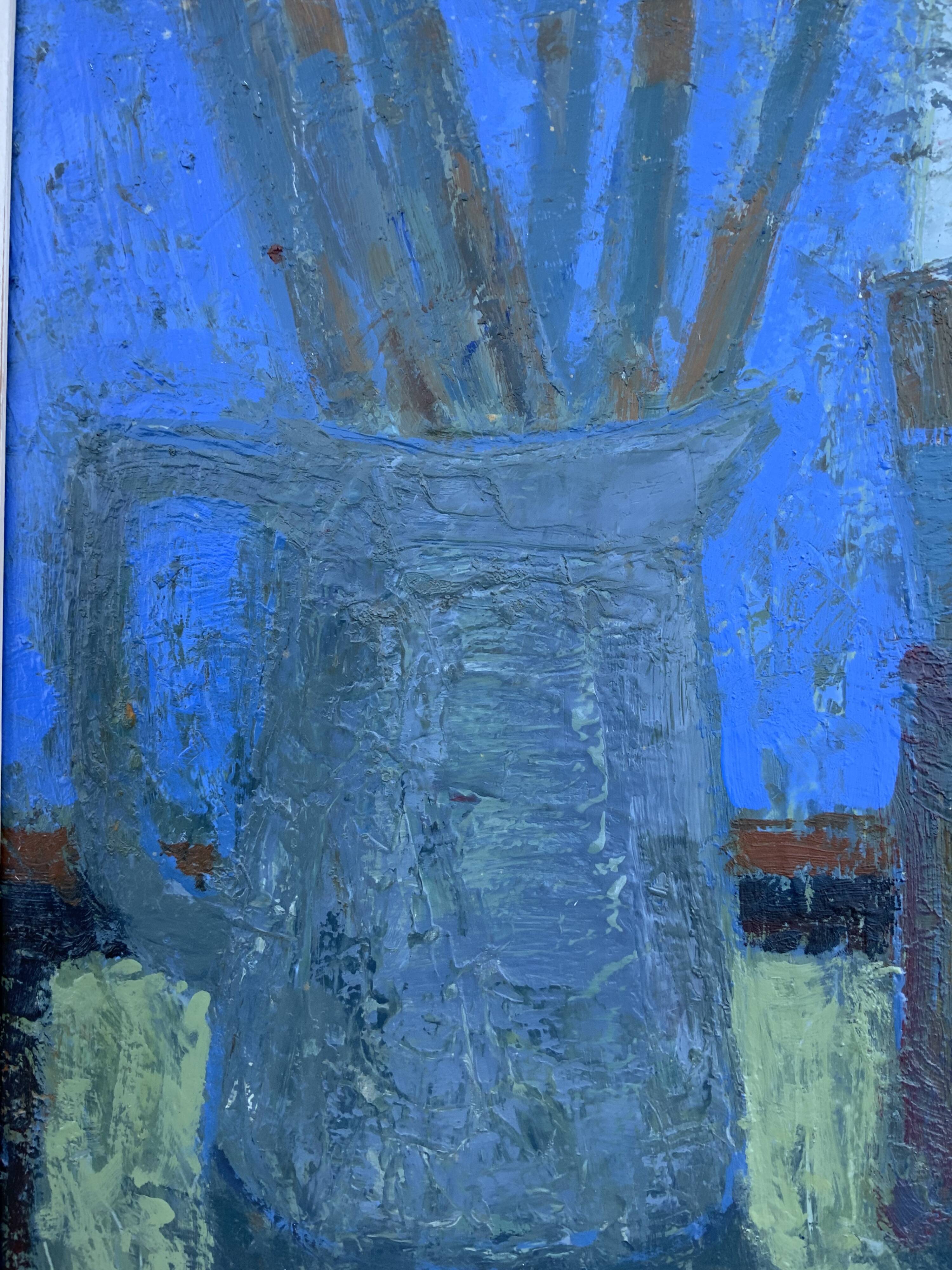 Vintage Modernists Oil Painting Blue Still Life By Svan Grandin Mid 20th Century