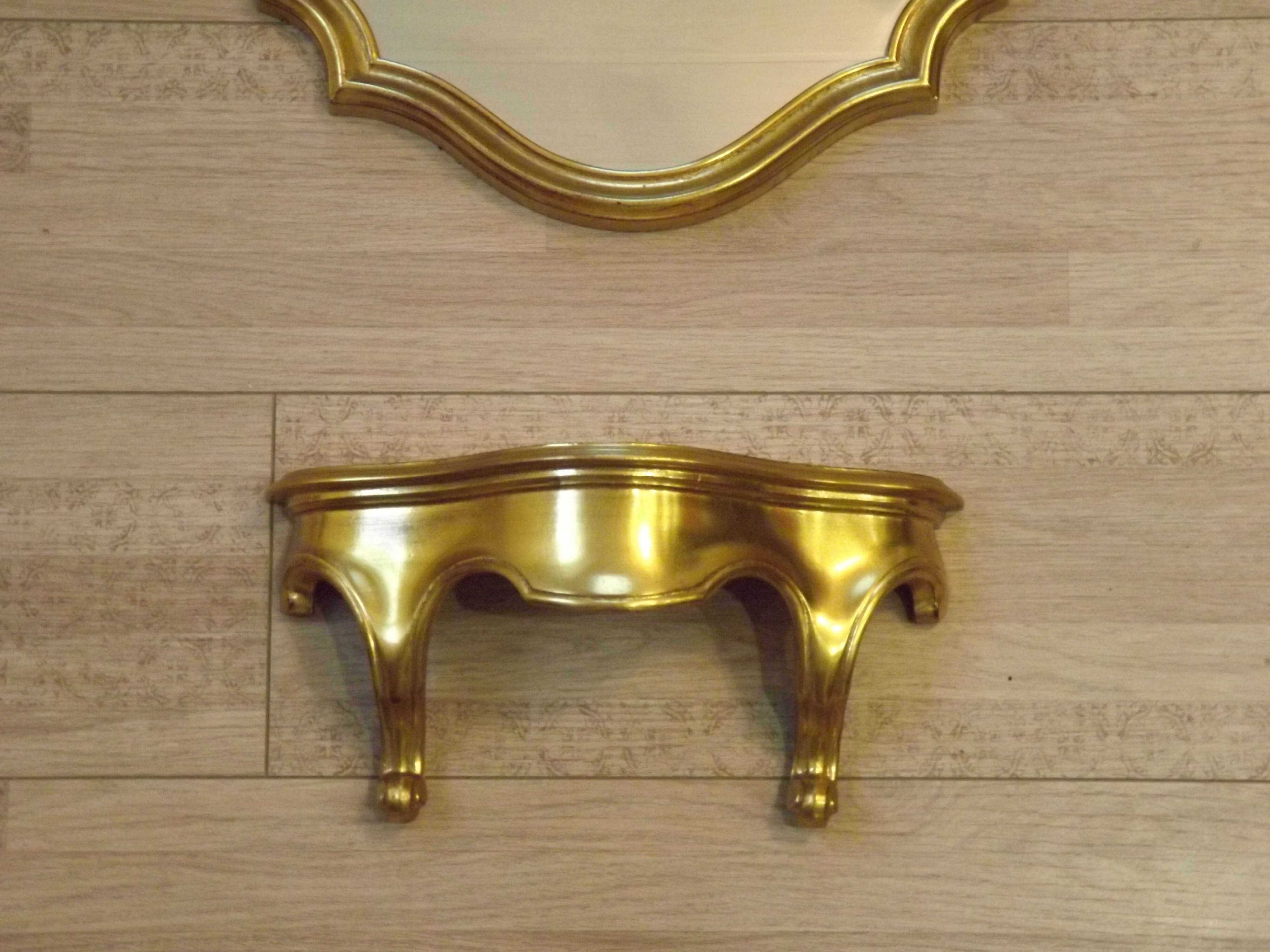 Vintage Ornate Gold Resin Wall-Mounted Mirror & Matching Console Table 5055
