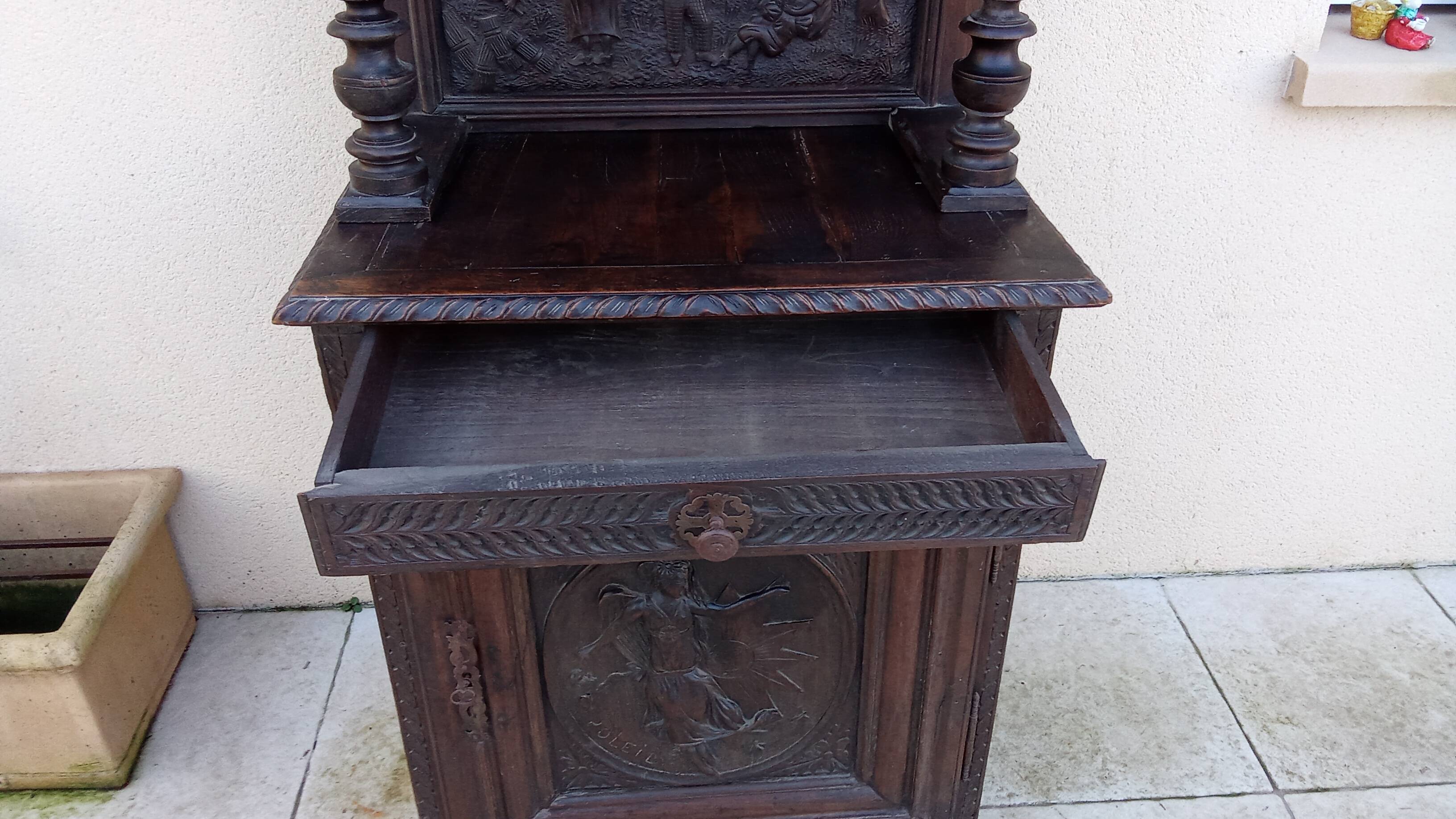 Old carved solid wood dresser