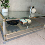 Table basse double plateau laiton et verre