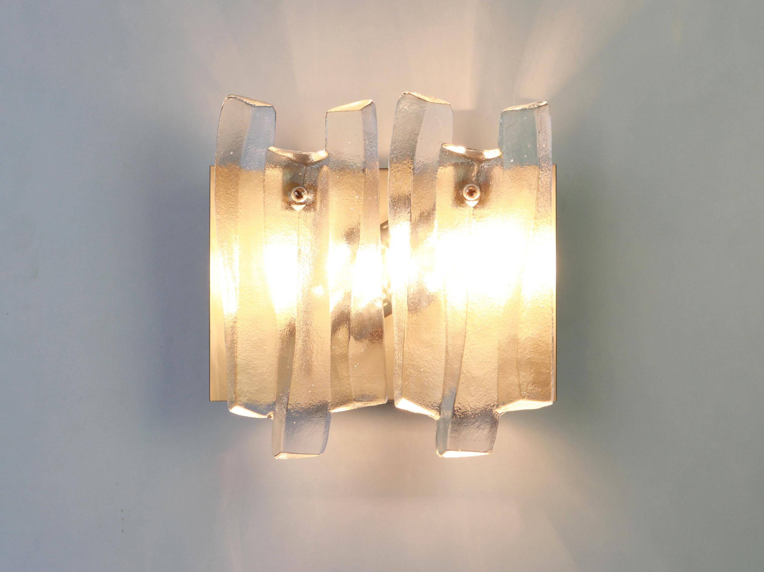Pair of large Murano glass wall lights by Kalmar 'Fuente', Austria, 1960s.