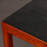 Table basse vintage en bois et ardoise, 1970