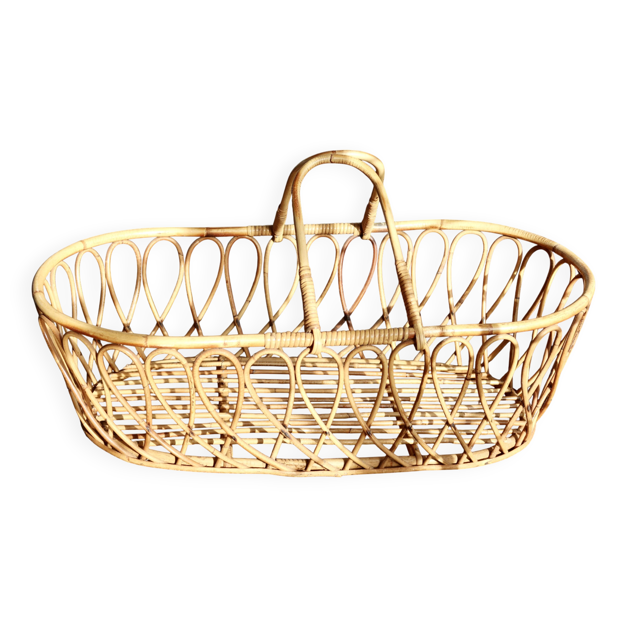 Couffin bébé vintage en rotin style bohème