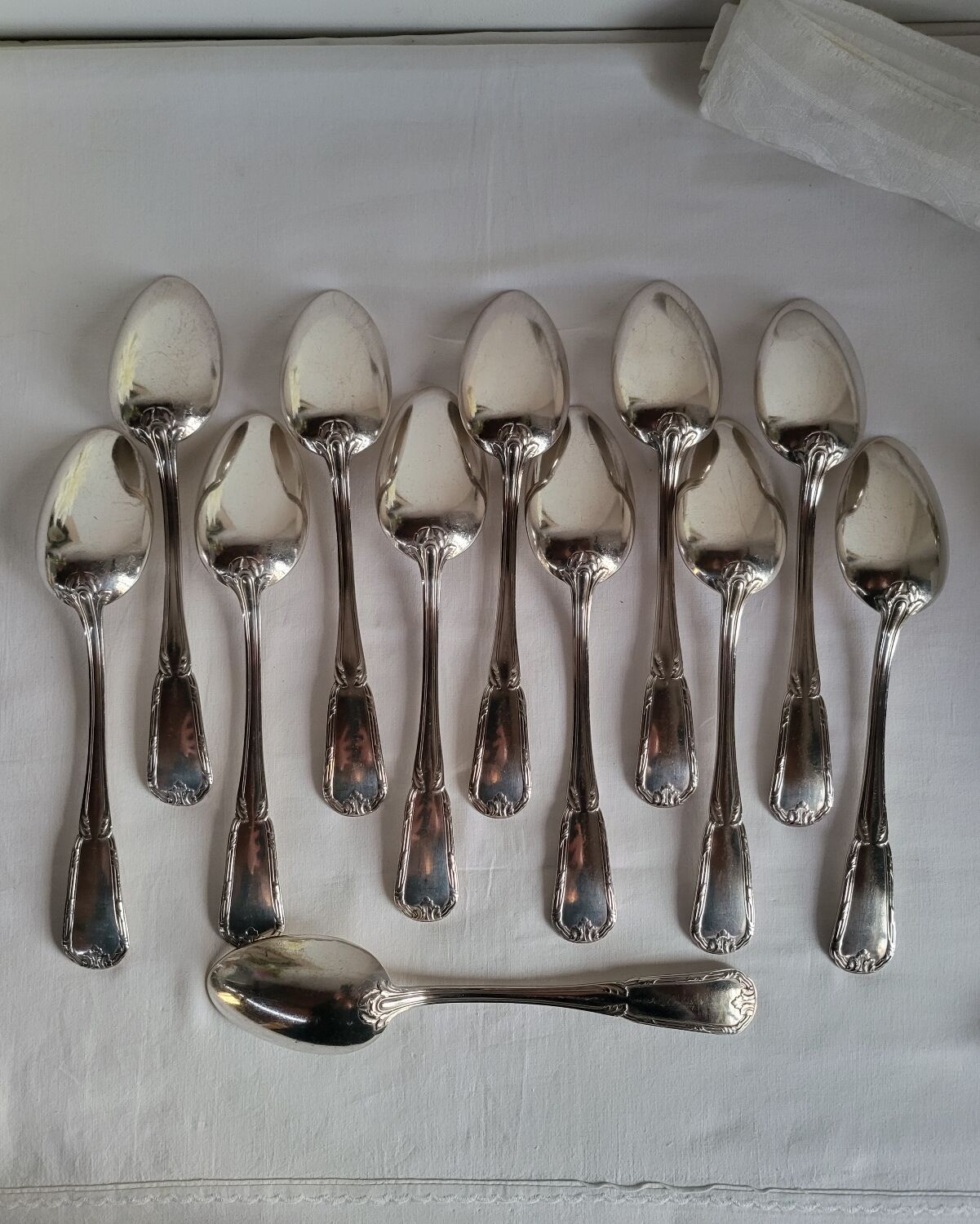 12 Large Silver-Plated Metal Spoons Boulenger Table Cutlery
