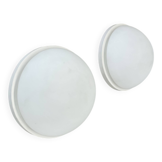 Lot de 2 plafonniers muraux en métal et verre de Glashütte Limburg, Allemagne,
