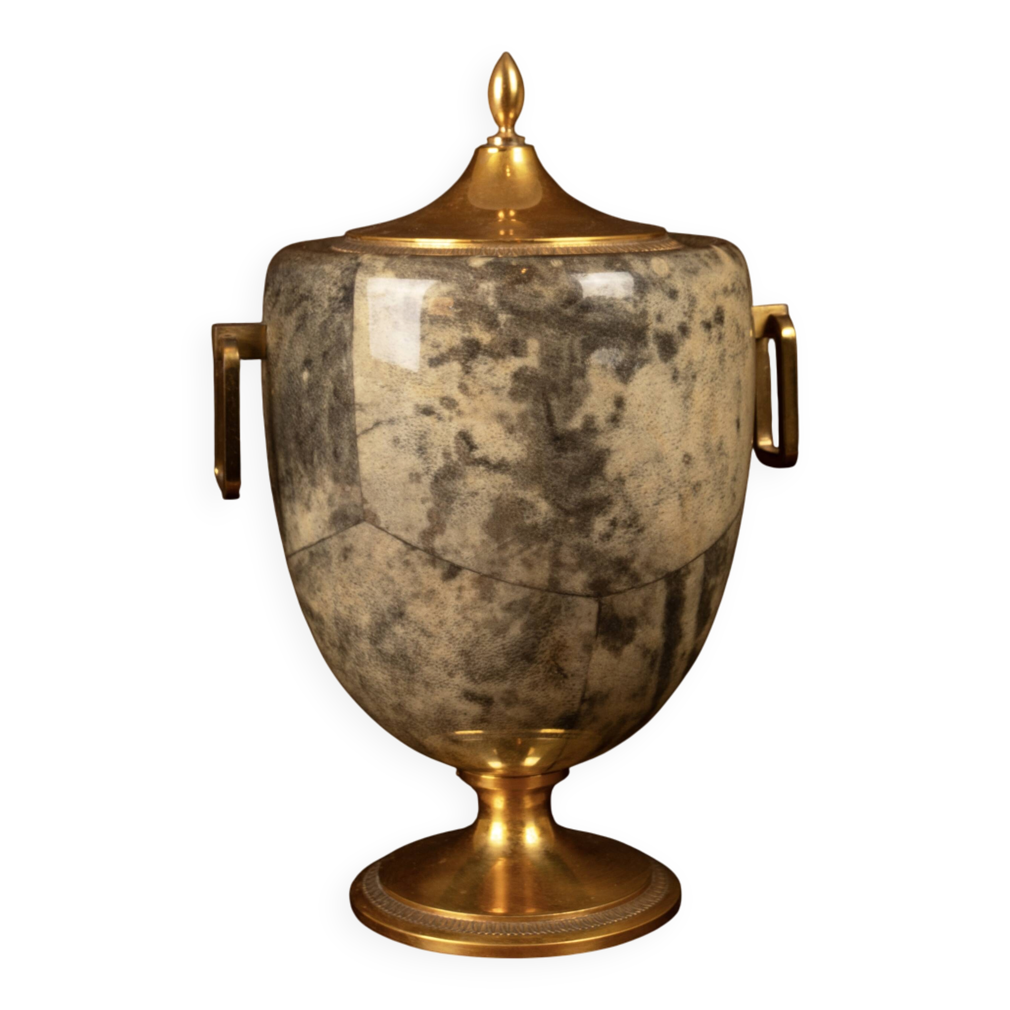 Macabo Grey Parchment & Brass Thermos Glacette, Cusano Milanino, Italy 1950
