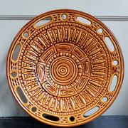 Large Mid-Century Modern French Ceramic Sunflower Plate - 1950s-1960s - Grottes de Dieulefit